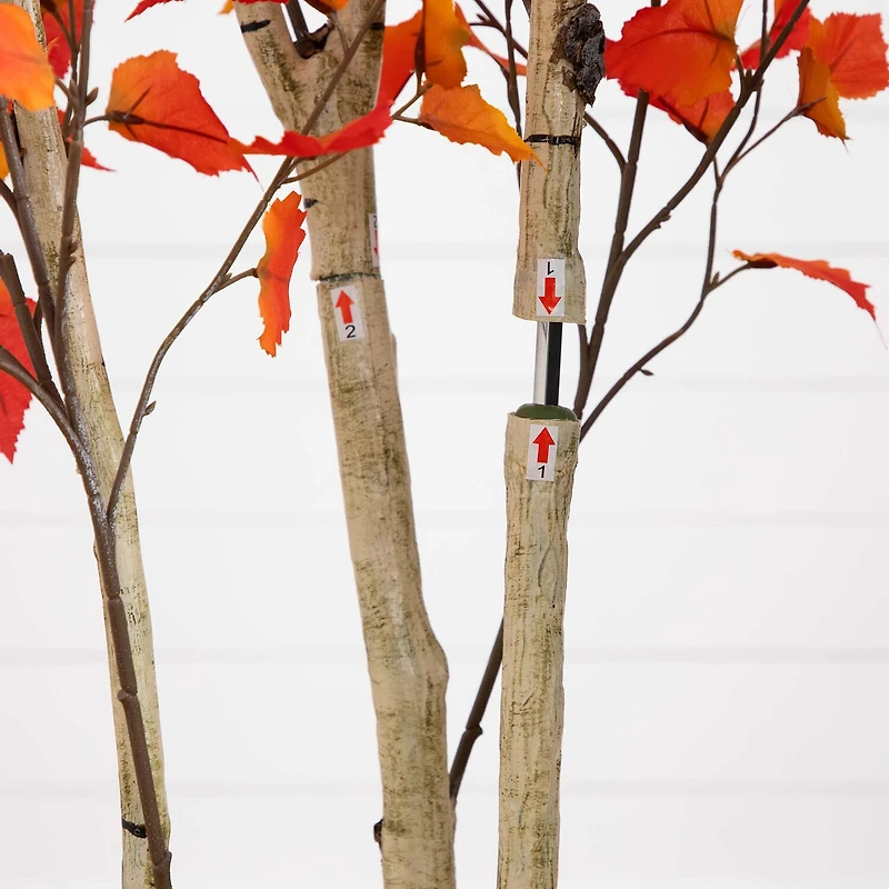 Nearly Natural 7' Orange Autumn Birch Indoor Artificial Tree