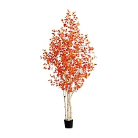 Nearly Natural 9' Orange Autumn Birch Indoor Artificial Tree