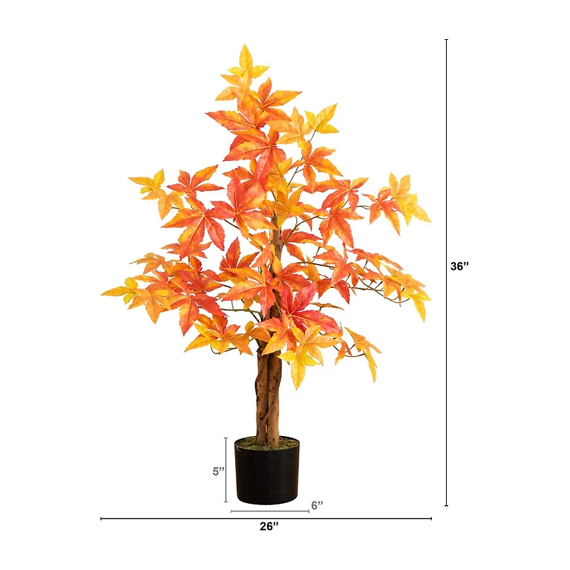 Nearly Natural 3' Autumn Deluxe Maple Indoor Artificial Tree