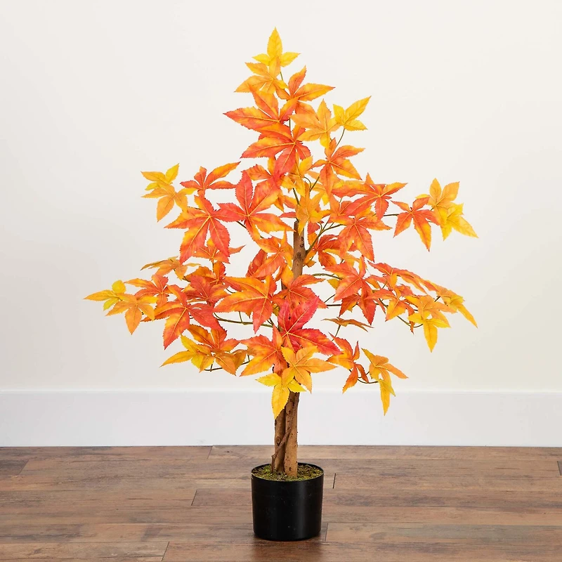 Nearly Natural 3' Autumn Deluxe Maple Indoor Artificial Tree