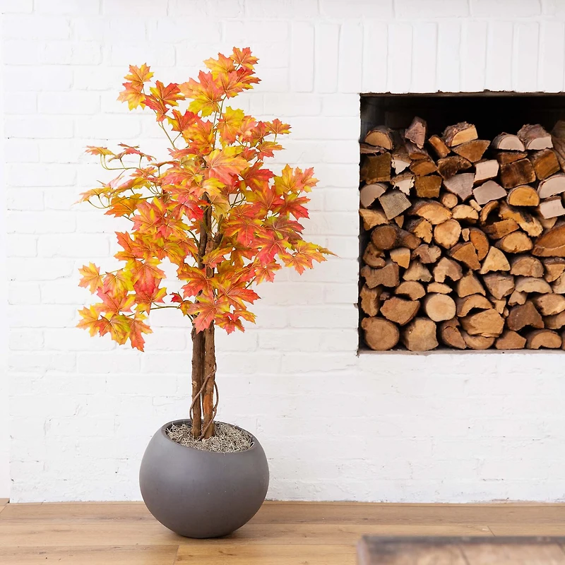 Nearly Natural 4' Autumn Deluxe Maple Indoor Artificial Tree