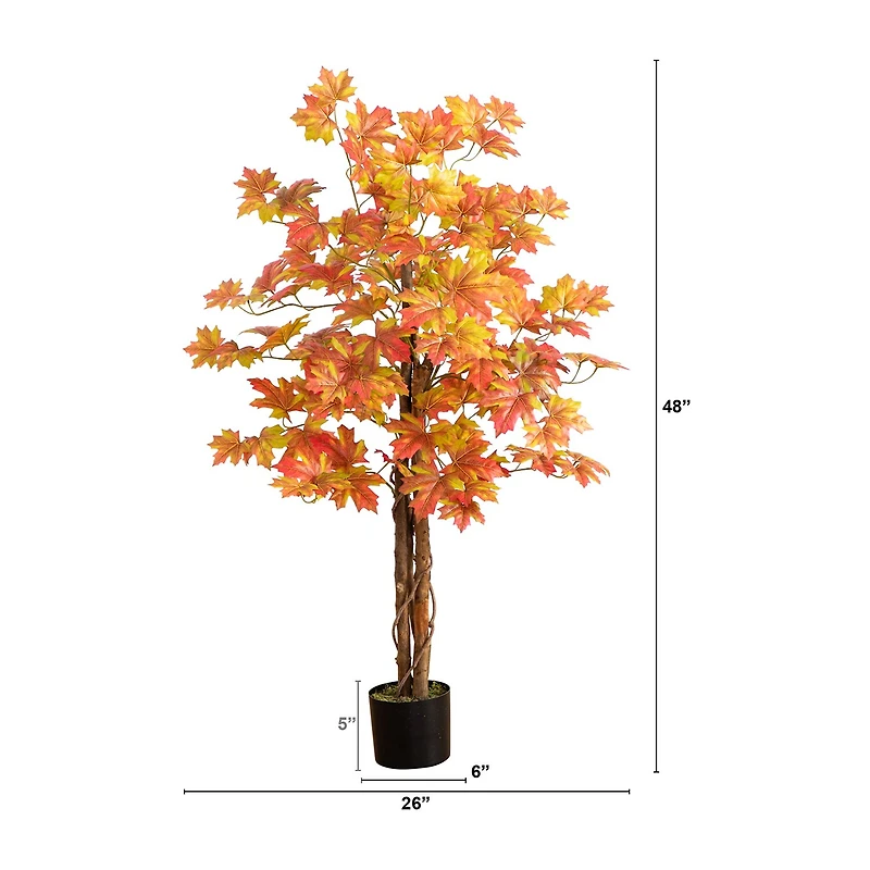 Nearly Natural 4' Autumn Deluxe Maple Indoor Artificial Tree