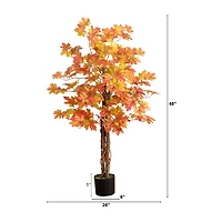 Nearly Natural 4'  Autumn Deluxe Maple Indoor Artificial Tree
