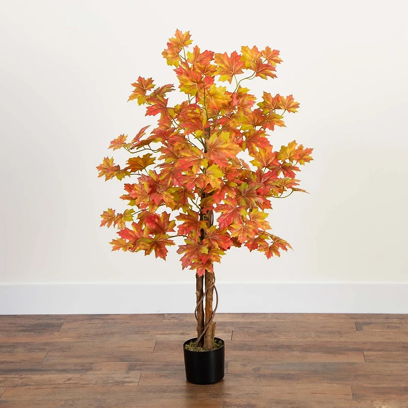 Nearly Natural 4' Autumn Deluxe Maple Indoor Artificial Tree
