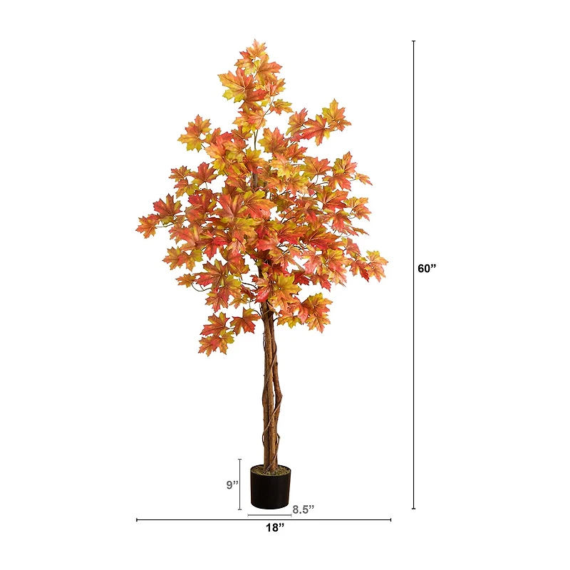 Nearly Natural 5' Autumn Deluxe Maple Indoor Artificial Tree