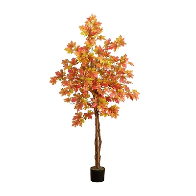 Nearly Natural 5' Autumn Deluxe Maple Indoor Artificial Tree