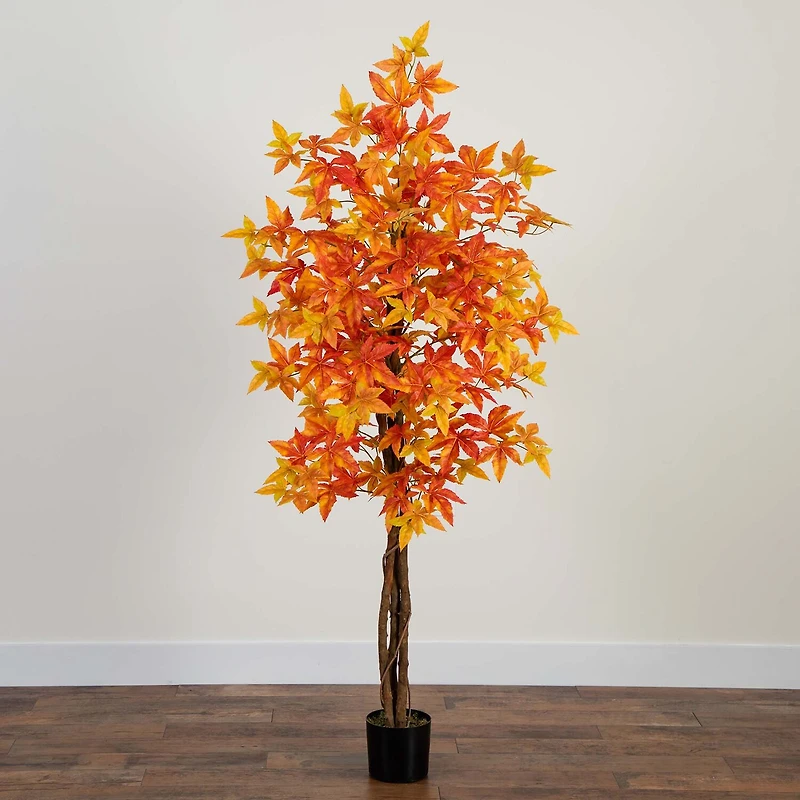 Nearly Natural 6' Autumn Deluxe Maple Indoor Artificial Tree