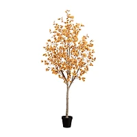 Nearly Natural 8' Orange Autumn Eucalyptus Indoor Artificial Tree