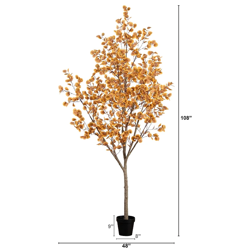 Nearly Natural 9' Orange Autumn Eucalyptus Indoor Artificial Tree
