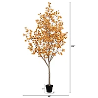 Nearly Natural 9' Orange Autumn Eucalyptus Indoor Artificial Tree