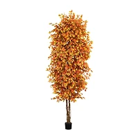 Nearly Natural 10' Orange Autumn Ficus Indoor Artificial Tree
