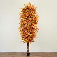 Nearly Natural 10' Orange Autumn Ficus Indoor Artificial Tree
