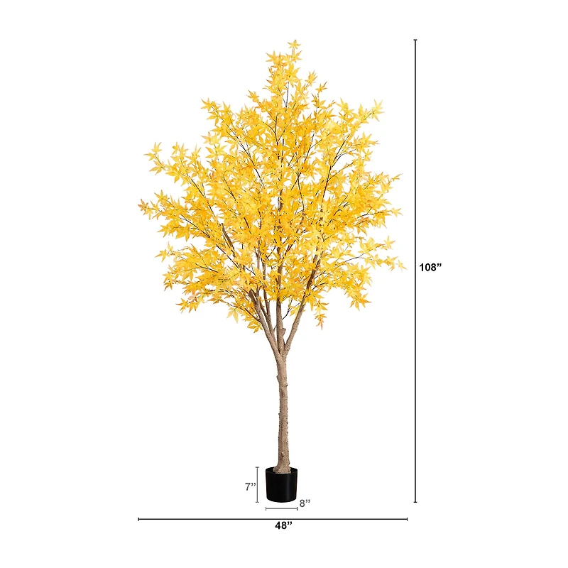 Nearly Natural 9' Yellow Autumn Maple Indoor Artificial Tree