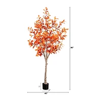 Nearly Natural 8' Orange Autumn Oak Indoor Artificial Tree