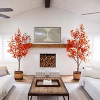 Nearly Natural 8' Orange Autumn Oak Indoor Artificial Tree