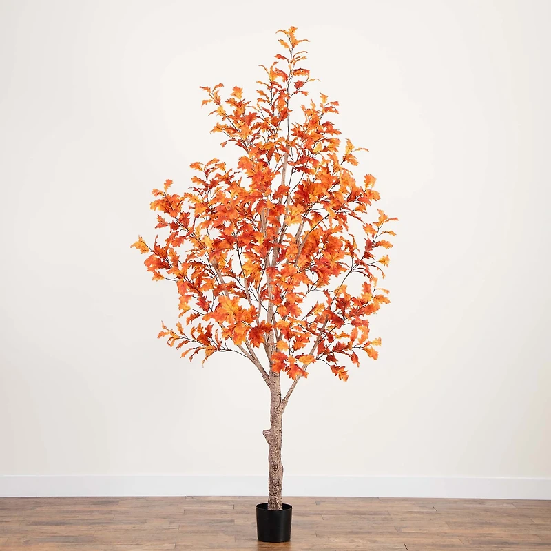 Nearly Natural 9' Orange Autumn Oak Indoor Artificial Tree