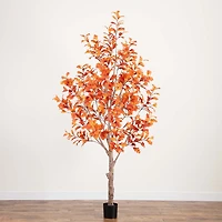 Nearly Natural 9' Orange Autumn Oak Indoor Artificial Tree