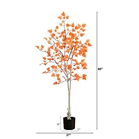 Nearly Natural 5'  Autumn Paper Birch Indoor Artificial Tree
