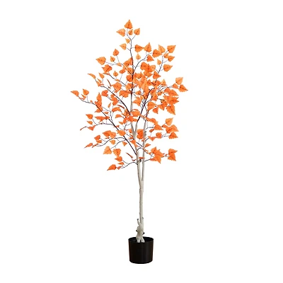 Nearly Natural 5' Autumn Paper Birch Indoor Artificial Tree