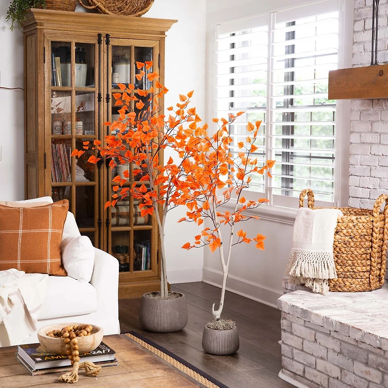 Nearly Natural 5'  Autumn Paper Birch Indoor Artificial Tree