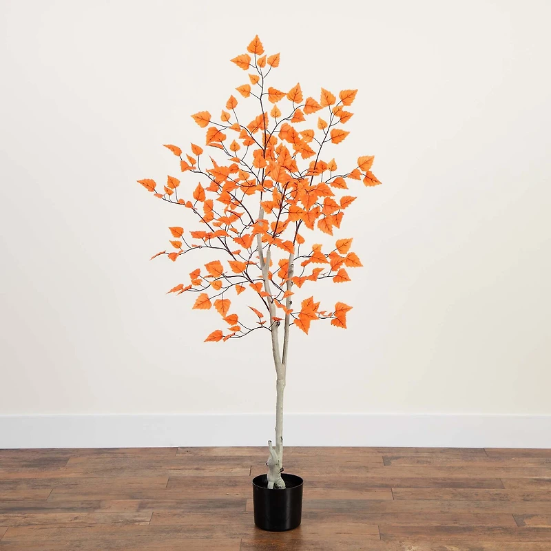 Nearly Natural 5'  Autumn Paper Birch Indoor Artificial Tree