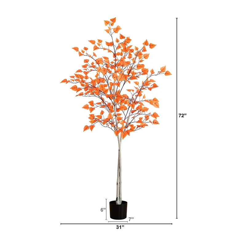 Nearly Natural 6' Autumn Paper Birch Indoor Artificial Tree
