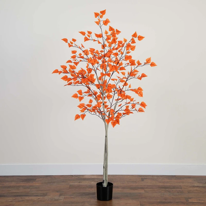 Nearly Natural 6' Autumn Paper Birch Indoor Artificial Tree