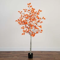 Nearly Natural 6'  Autumn Paper Birch Indoor Artificial Tree
