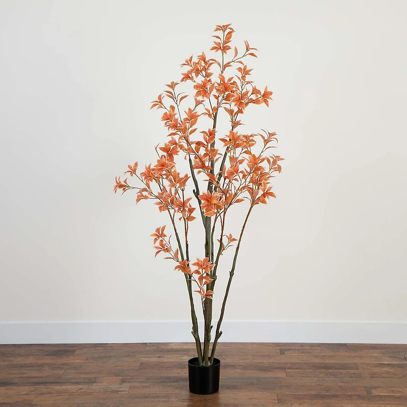 Nearly Natural 6' Orange Pieris Indoor Artificial Tree