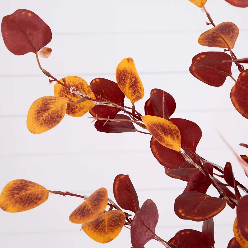 Nearly Natural 4' Orange Prelit Eucalyptus Lighted Indoor Artificial Tree