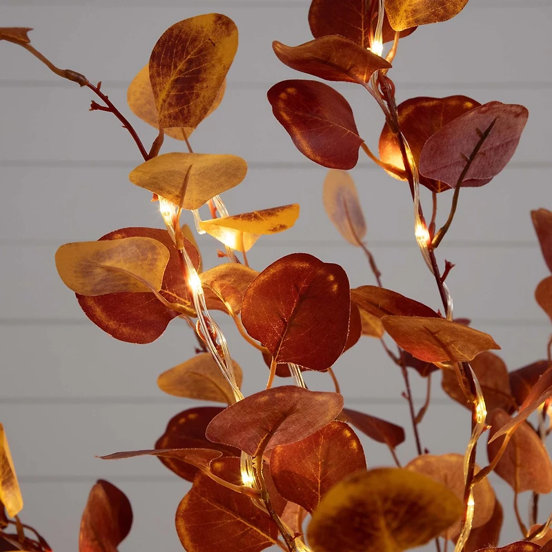 Nearly Natural 4' Orange Prelit Eucalyptus Lighted Indoor Artificial Tree
