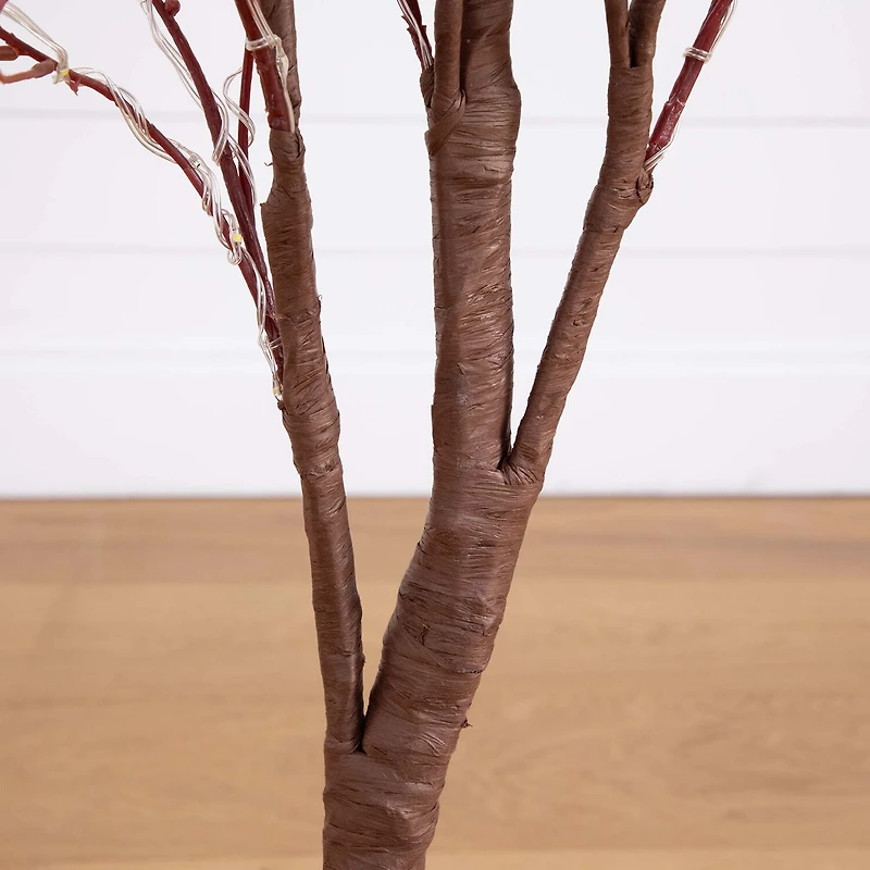 Nearly Natural 4' Orange Prelit Eucalyptus Lighted Indoor Artificial Tree