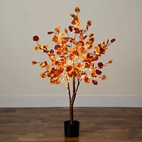 Nearly Natural 4' Orange Prelit Eucalyptus Lighted Indoor Artificial Tree
