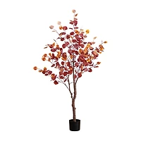 Nearly Natural 5' Orange Prelit Eucalyptus Lighted Indoor Artificial Tree