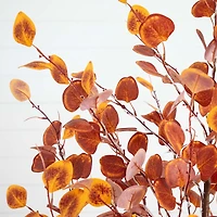 Nearly Natural 6' Orange Prelit Eucalyptus Lighted Indoor Artificial Tree