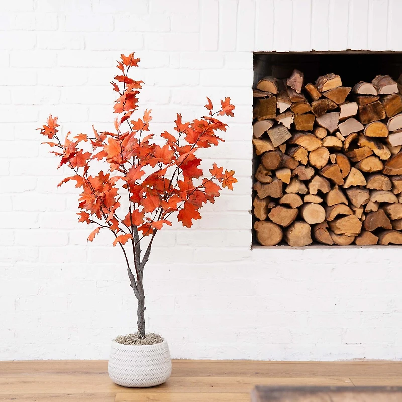 Nearly Natural 4' Orange Smoky Maple Indoor Artificial Tree