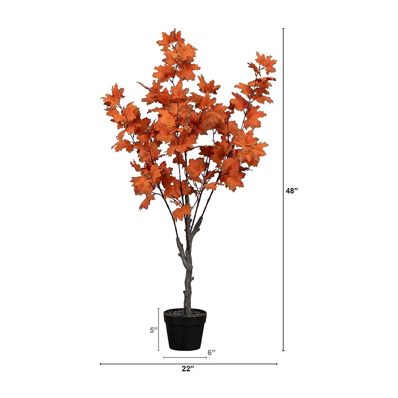 Nearly Natural 4' Orange Smoky Maple Indoor Artificial Tree