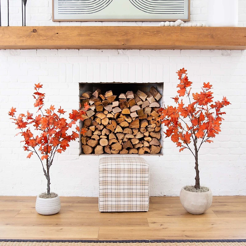 Nearly Natural 4' Orange Smoky Maple Indoor Artificial Tree