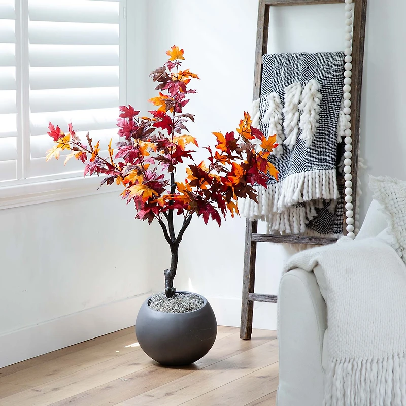 Nearly Natural 4.3' Orange Smoky Maple Indoor Artificial Tree