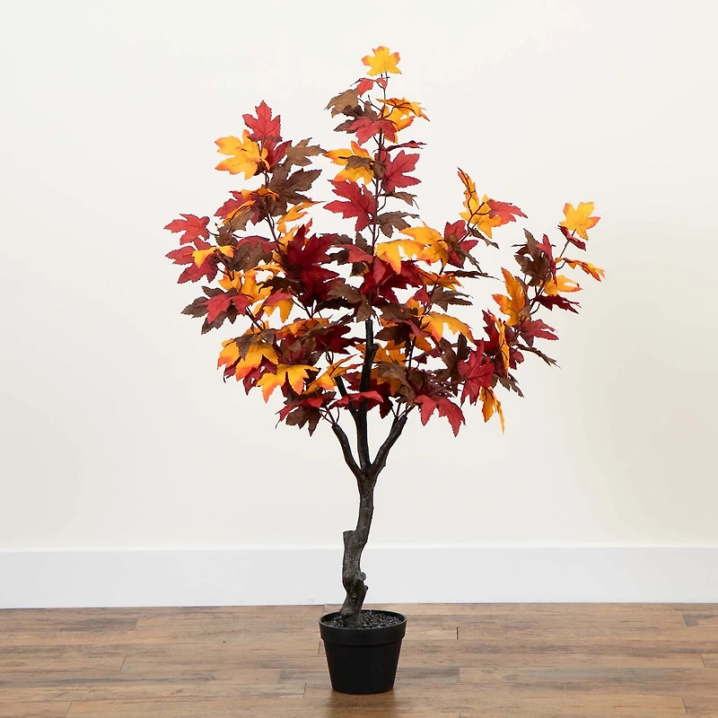Nearly Natural 4.3' Orange Smoky Maple Indoor Artificial Tree