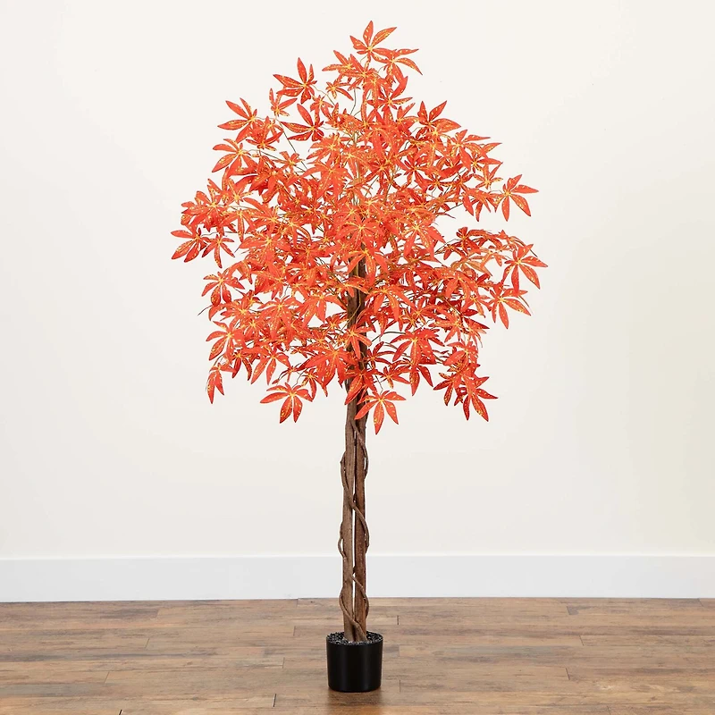 Nearly Natural 5' Orange Vibrant Maple Indoor Artificial Tree
