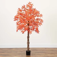 Nearly Natural 5' Orange Vibrant Maple Indoor Artificial Tree