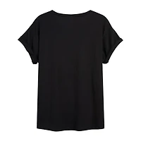 Womens Juniors Crew Neck Short Sleeve Regular Fit Lilo & Stitch Graphic T-Shirt
