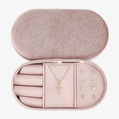 olivia and jackson Womens Cubic Zirconia Cross Round Marquise 5-pc. Jewelry Set with Travel Case