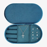 olivia and jackson Womens Cubic Zirconia Pure Silver Over Brass Cross Round Marquise 5-pc. Jewelry Set with Travel Case