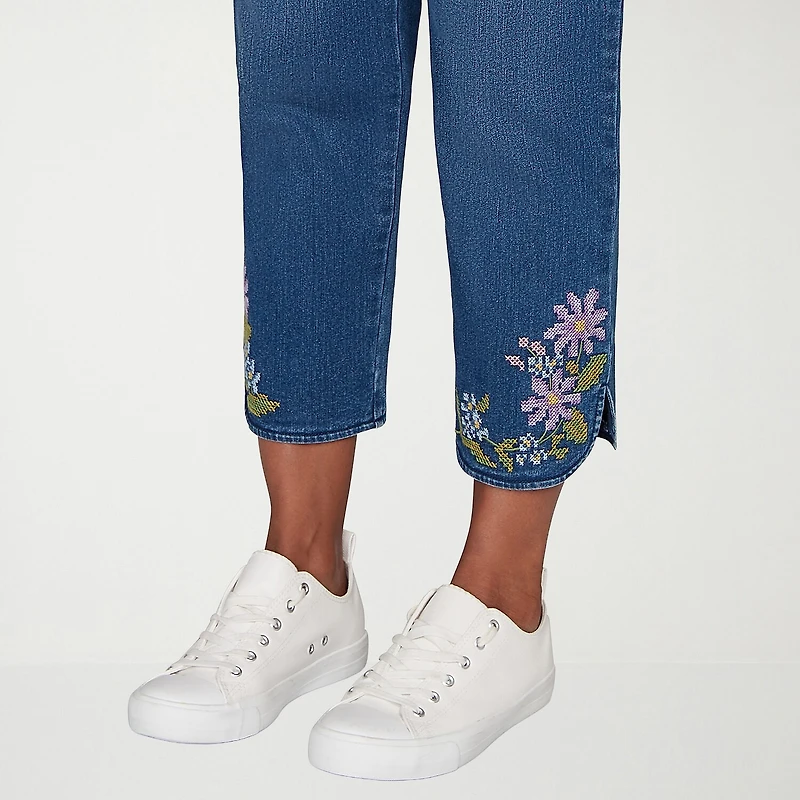 Alfred Dunner Hilton Head Womens Stretch Fabric Straight Leg Jean