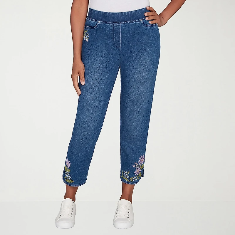 Alfred Dunner Hilton Head Womens Stretch Fabric Straight Leg Jean