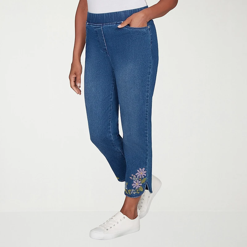 Alfred Dunner Hilton Head Womens Stretch Fabric Straight Leg Jean