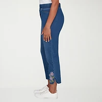 Alfred Dunner Hilton Head Womens Stretch Fabric Straight Leg Jean