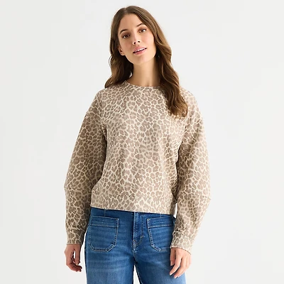 a.n.a Womens Crew Neck Long Sleeve Sweatshirt